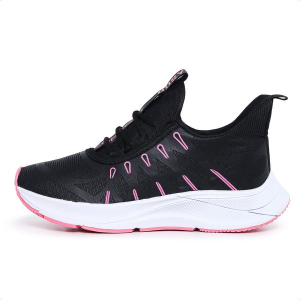 Tênis Feminino Confort Preto e Rosa