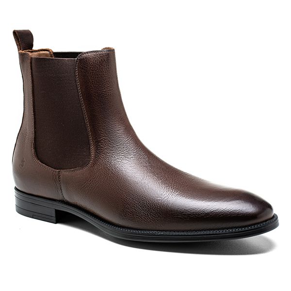 Bota chelsea masculina na cor pinhão da Salerno Prime, confeccionada em couro legítimo, com design moderno e sofisticado, perfeita para completar looks elegantes e casuais.