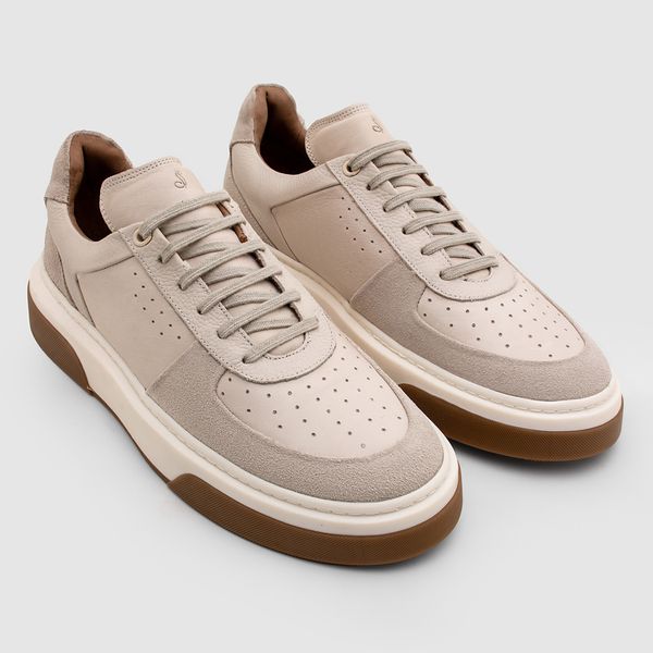 Tênis casual masculino Sneakers Osso Salerno Prime com detalhes em natural no solado