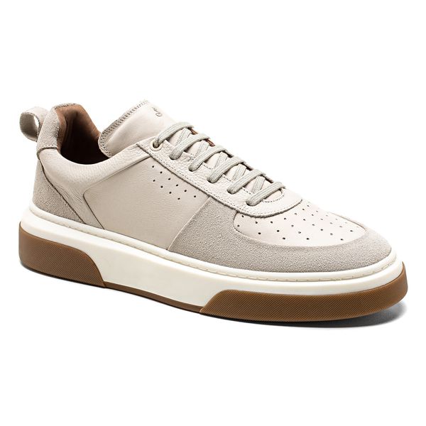 Tênis casual masculino Sneakers Osso Salerno Prime com detalhes em natural no solado