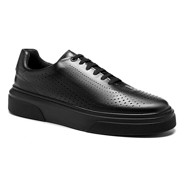 Tênis casual masculino Salerno Prime inteiro preto, do cabedal ao solado.