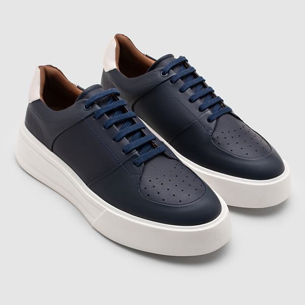Tenis casual masculino na cor marinho da linha Sneakers, da Salerno Prime