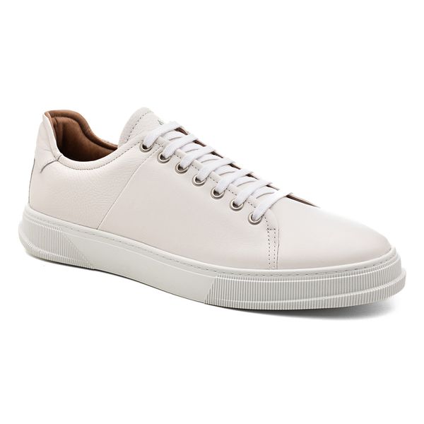 Tenis casual masculino na cor branca da linha Sneakers, da Salerno Prime