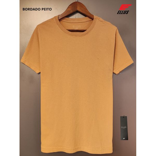 T-SHIRT BÁSICA MOSTARDA DETALHES BORDADO 
