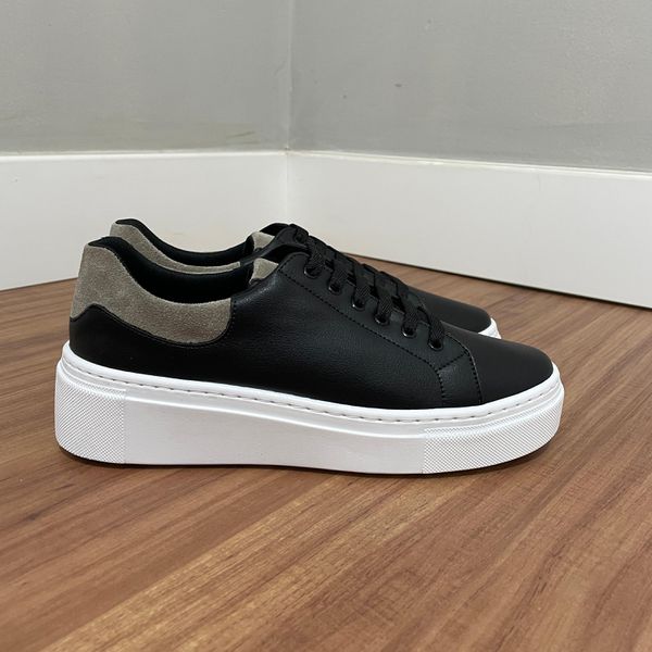 Tênis Olívia - Napa Preto/Camurça Areia 