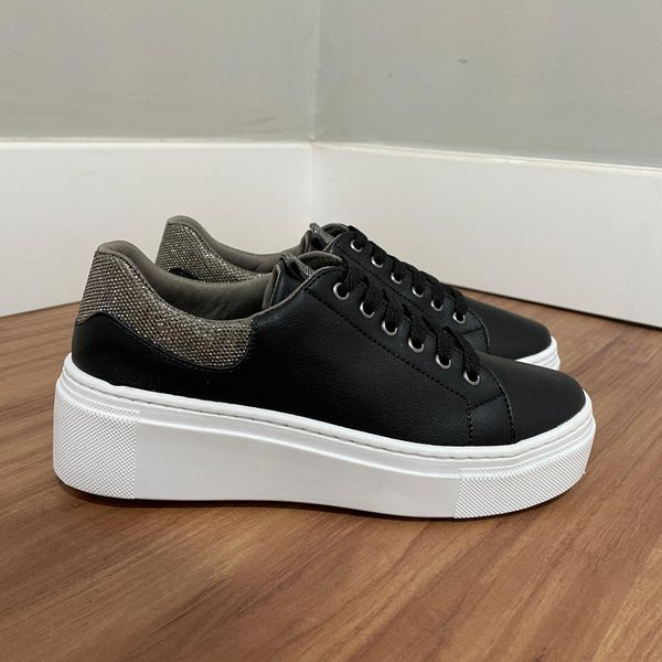 Tênis Olívia - Napa Preto/Manta Strass 