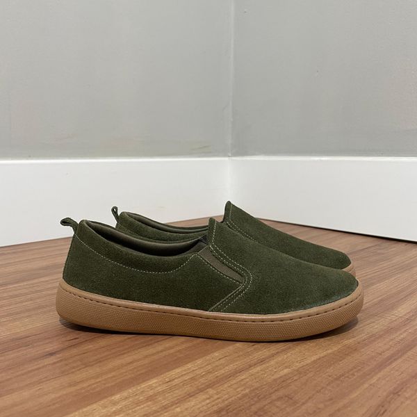 Slip On Camila - Couro Camurça Verde Militar 