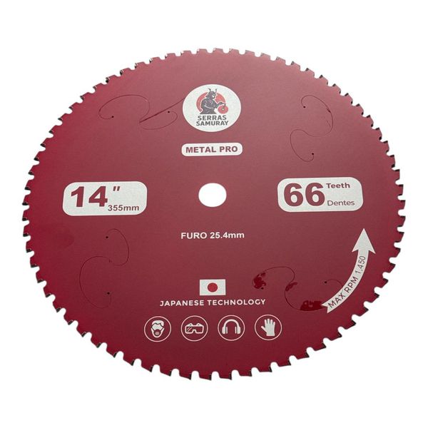 Disco Serra Corte Em Aço A Seco 355 Mmx66 Samuray 1.450 Rpm Vermelho