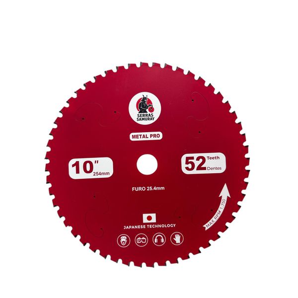Disco Serra Corte Em Aço A Seco 254 Mmx52 Samuray 1750 Rpm Vermelho