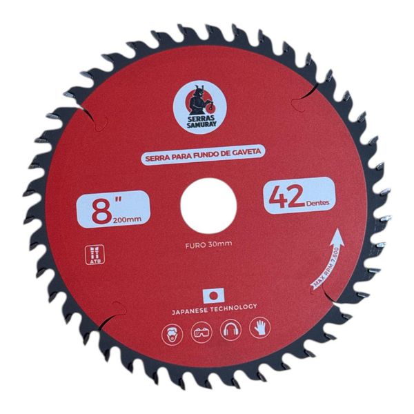 Disco Serra Circular 6,5mm 200x42 Dentes Fundo De Gaveta Vermelho