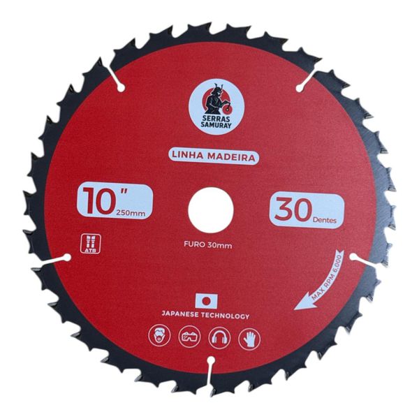 Disco Serra Circular 10'' 250x30z F.30mm Multimaterial Samuray 