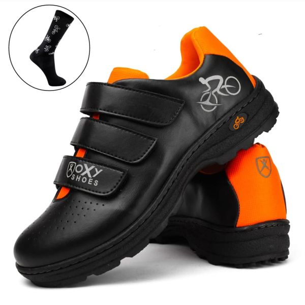 Tênis Ciclismo Pedal Sem Clip Bike Laranja Oxy Shoes 1073