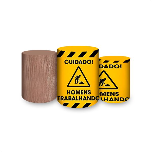Trio Capas Cilindros Sublimados Tema Construção 1204