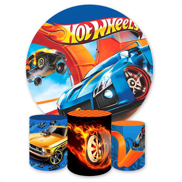 Capa Painel + Trio Capas Cilindros Sublimados Tema Hotwheels 136 