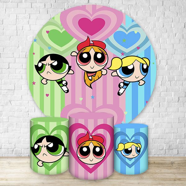 Capa Painel + Trio Capas Cilindros Sublimados Tema Meninas Super Poderosas 1525