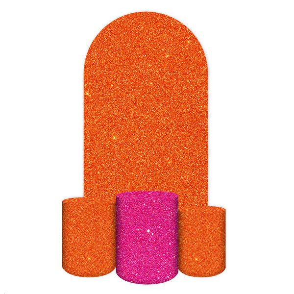 Capa Painel Romano Veste fácil + 3 Capas Cilindros Glitter Laranja / Pink 18