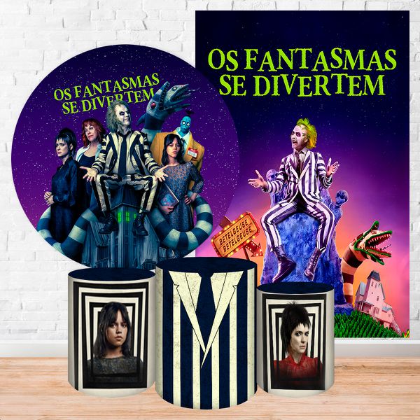 Kit 5 Peças Capa Redonda + Capa Retangular + Trio Capas Cilindros Sublimados Tema Os Fantasmas se divertem 2067