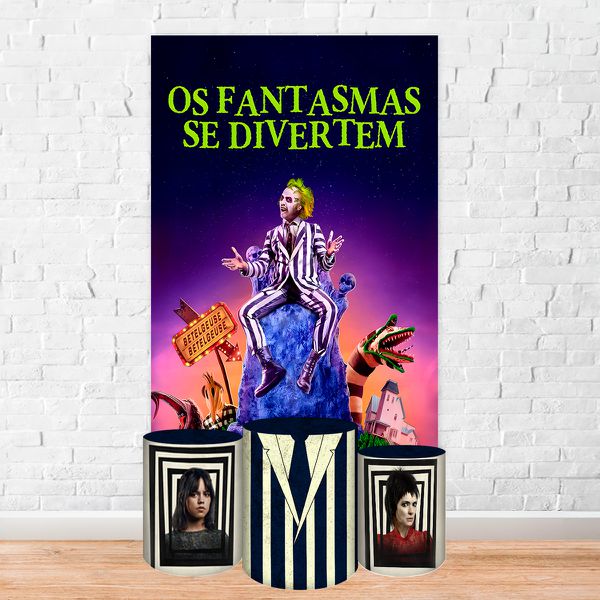 Capa Retangular + Trio Capas Cilindros Sublimados Tema Os Fantasmas se divertem 2067