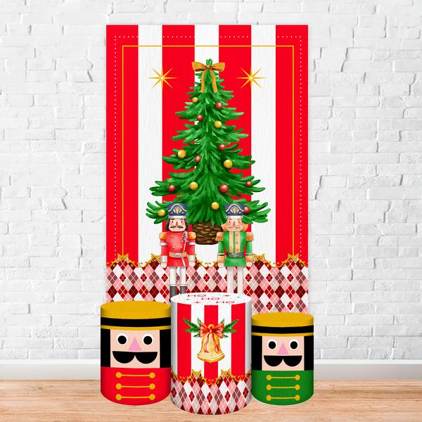 Capa Retangular + Trio Capas Cilindros Sublimados Tema Natal/Papai Noel 2250