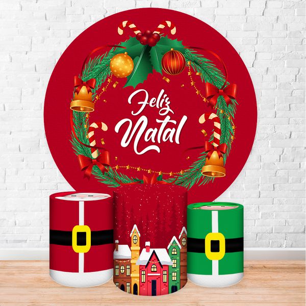 Capa Painel + Trio Capas Cilindros Sublimados Tema Natal 2251