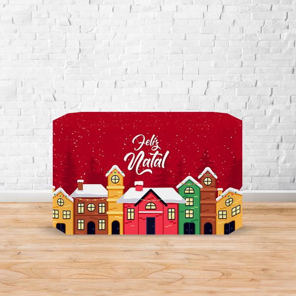 Capa Decorativa para 2 Mesas Quadrada Sublimada Tema Natal Decorações Natalinas 2251