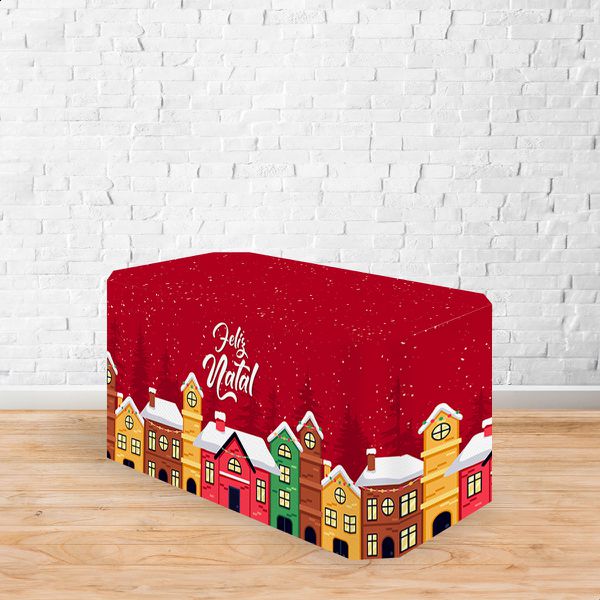 Capa Decorativa para 2 Mesas Quadrada Sublimada Tema Natal Decorações Natalinas 2251