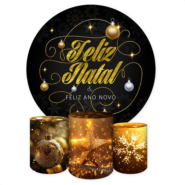 Capa Painel + Trio Capas Cilindros Sublimados Tema Natal 2253