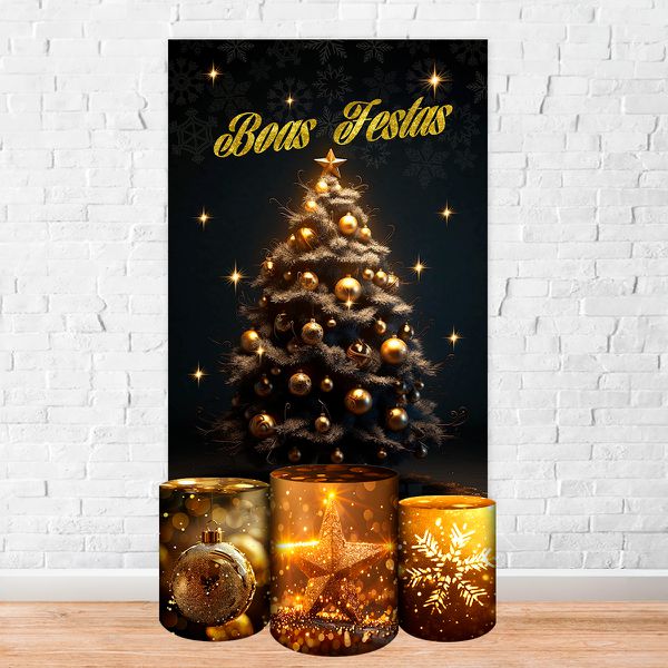 Capa Retangular + Trio Capas Cilindros Sublimados Tema Natal 2253