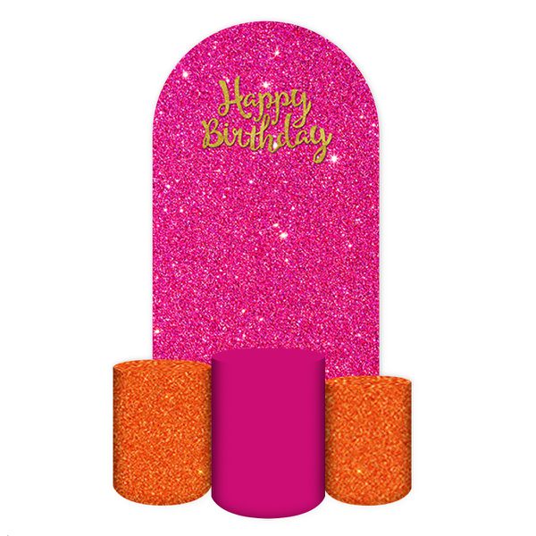 Capa Painel Romano Veste fácil + 3 Capas Cilindros Glitter Laranja / Pink 24