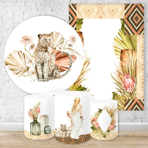 Kit 5 Peças Capa Redonda + Capa Retangular + Trio Capas Cilindros Sublimados Tema Flores 244