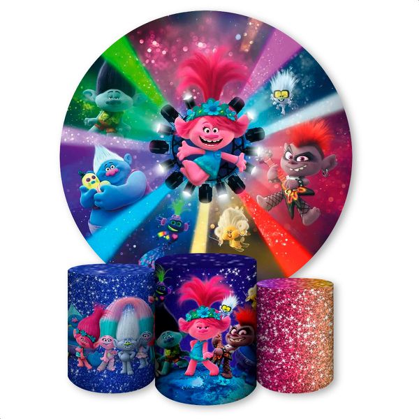 Capa Painel + Trio Capas Cilindros Sublimados Tema Trolls 3004