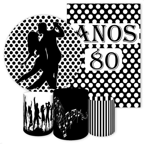 Kit 5 Peças Capa Redonda + Capa Retangular + Trio Capas Cilindros Sublimados Tema Retro - 4018 