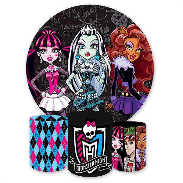 Capa Painel + Trio Capas Cilindros Sublimados Tema Monster High 4043