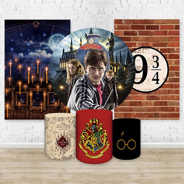 Kit Capa Painel Redondo + 2 unid Capa Retangular + Trio Capas Cilindros Tema Harry Potter 4111