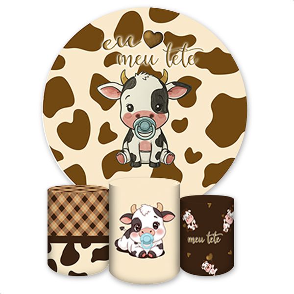 Kit Capa Painel Redondo + Trio Capas Cilindros Sublimados Tema Chá de Bebê 4220