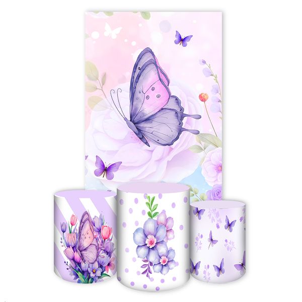 Kit Retangular + Trio de Cilindros Tema Borboleta 4224