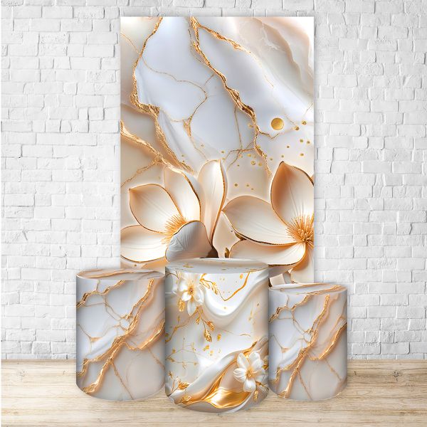 Kit Retangular + Trio de Cilindros Tema Flores 4227