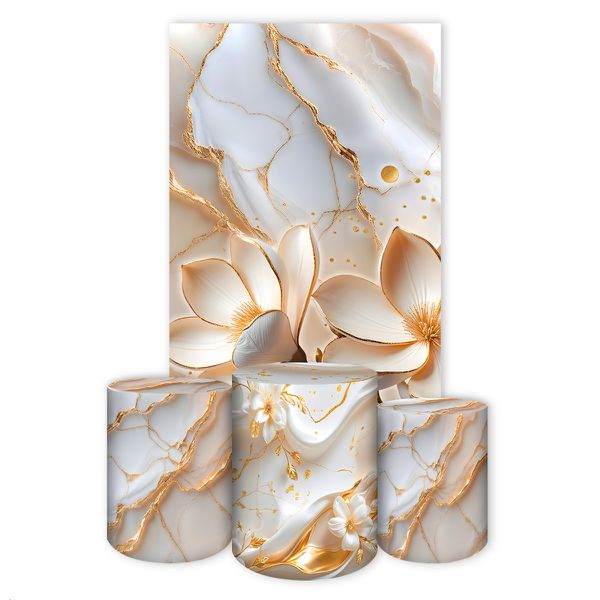 Kit Retangular + Trio de Cilindros Tema Flores 4227