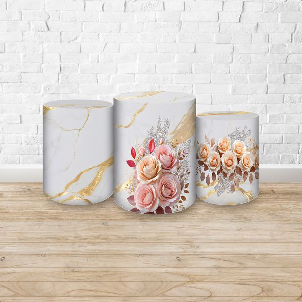 Trio de Cilindros Tema Flores 4228