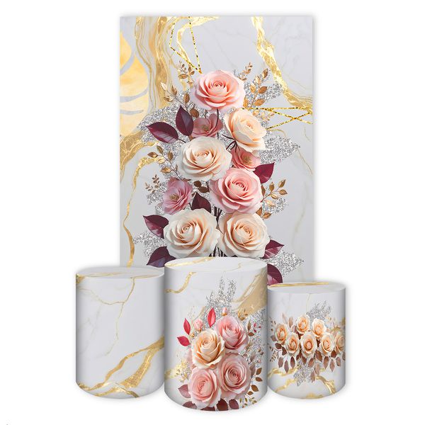 Kit Retangular + Trio de Cilindros Tema Flores 4228