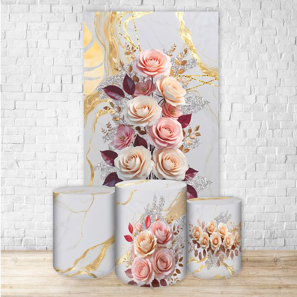 Kit Retangular + Trio de Cilindros Tema Flores 4228