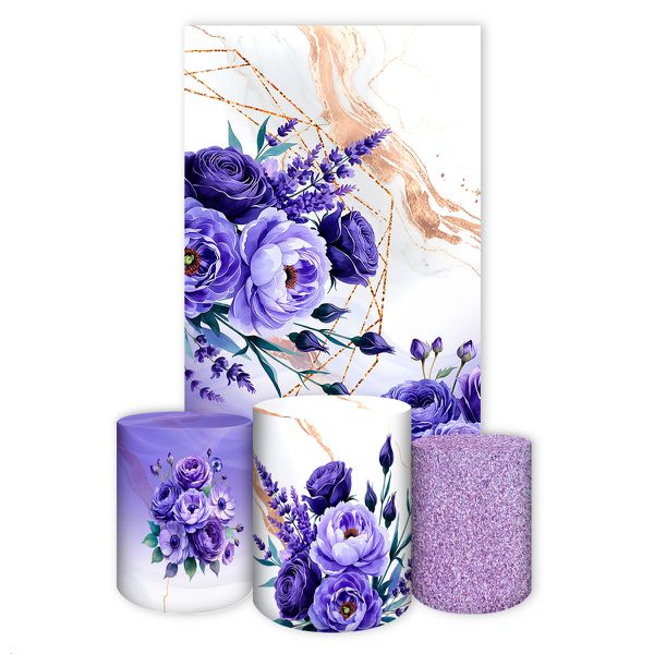 Kit Retangular + Trio de Cilindros Tema Flores 4229