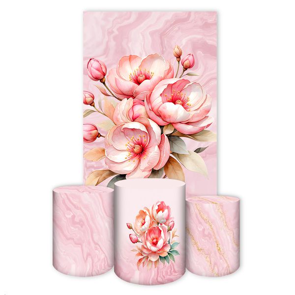 Kit Retangular + Trio de Cilindros Tema Flores 4230