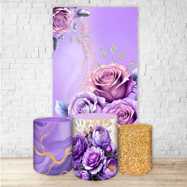 Kit Retangular + Trio de Cilindros Tema Flores 4231