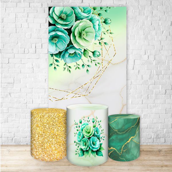 Kit Retangular + Trio de Cilindros Tema Flores 4232