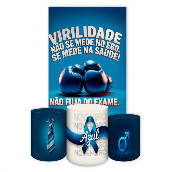 Kit Retangular + Trio de Cilindros Tema Novembro Azul 4233