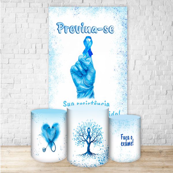 Kit Retangular + Trio de Cilindros Tema Novembro Azul 4234