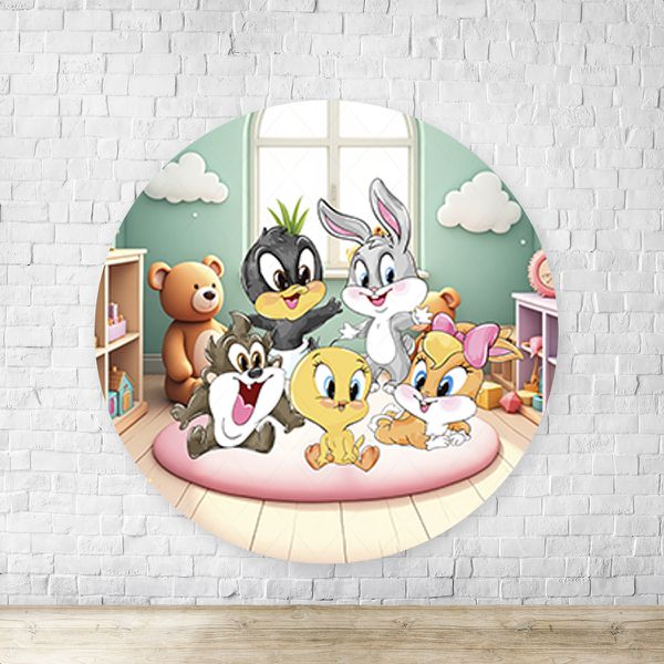 Capa Painel Redondo Tema Baby Looney Tunes 4296