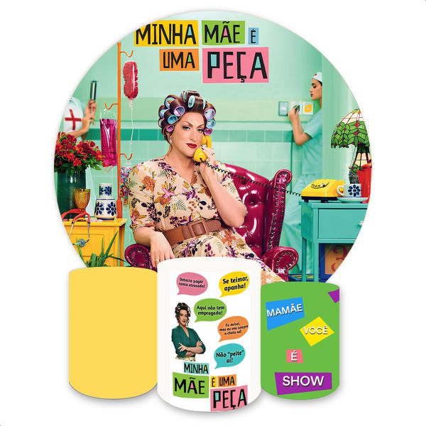 Capa Painel + Trio Capas Cilindros Sublimados Tema Minha Mãe é um Peça 4537