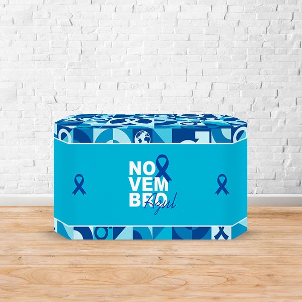 Capa Decorativa para 2 Mesas Quadrada Sublimada Tema Novembro azul 5113
